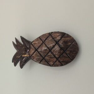 Brown Pineapple Brooch Made Of Coconut Shell